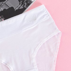 Women's white ribbed panties PLUS SIZE - Underwear