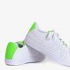 Women's white sneakers with green inserts Xandra - Footwear