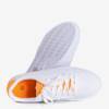 Women's white sneakers with orange Xandra inserts - Footwear