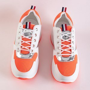 Women's white sports shoes with colored Fiskins inserts - Footwear
