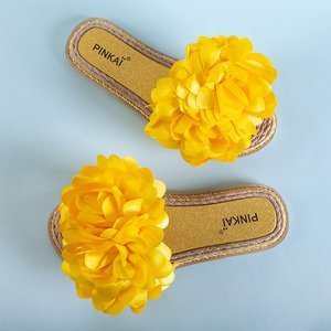 Yellow women's Etain slippers with flowers - Footwear