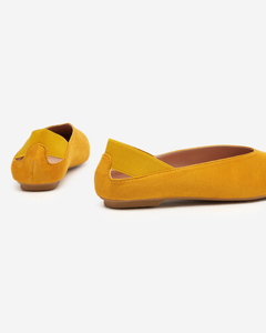 Yellow women's ballerinas with a square toe Lojara - Footwear
