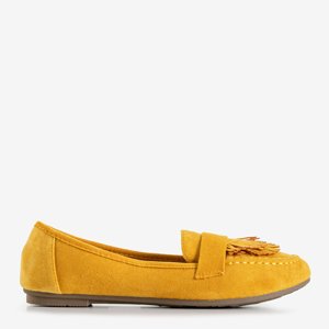 Yellow women's eco-suede moccasins with tassels Daiane - Footwear