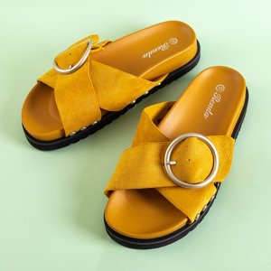 Yellow women's flip-flops with buckle Ripi - Footwear