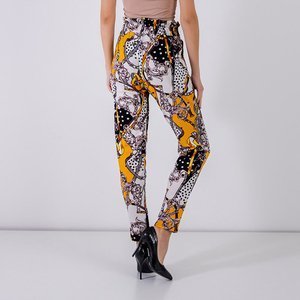 Yellow women's print pants - Clothing