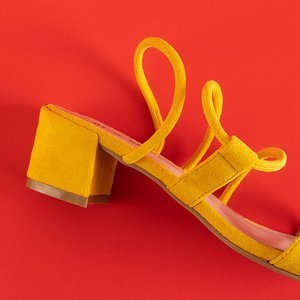 Yellow women's sandals on a low post Penelori - Footwear