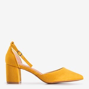 Yellow women's sandals on the post Rumila - Footwear