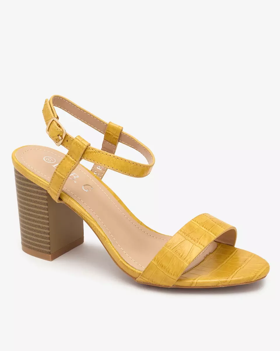 Yellow women's sandals with embossing Francola- Footwear