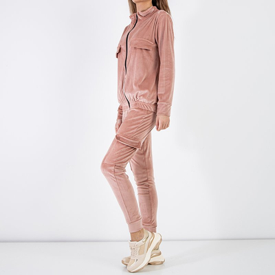 Light pink women's sweatshirt set with pockets - Clothing