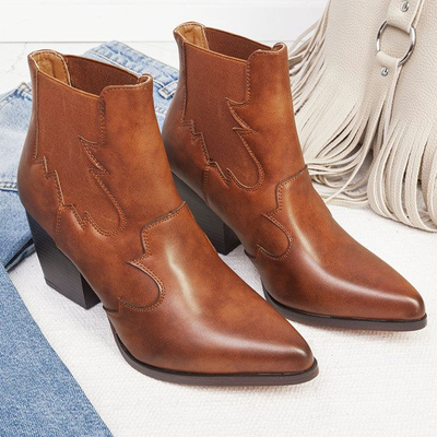 Brown boots on the post of a'la cowboy boots Catenia - Footwear