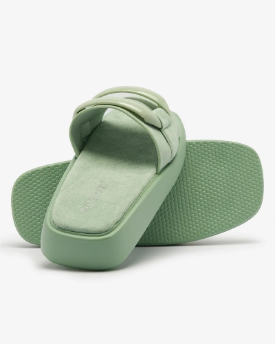 OUTLET Royalfashion Green women's flip-flops in eco-suede Omve