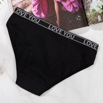 Black women's cotton panties with a kitten - Underwear