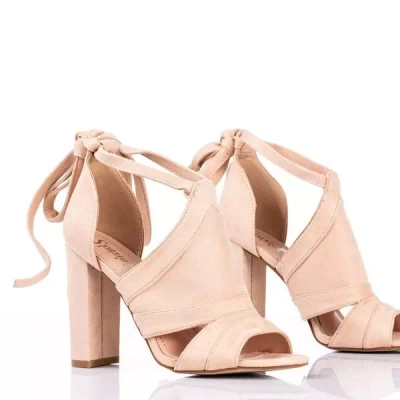 Beige and pink women's sandals on a high post with Lanaline upper - Footwear
