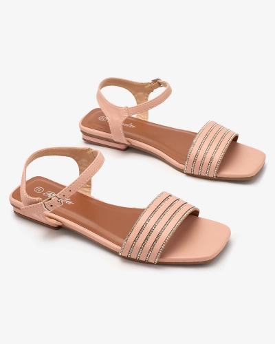 OUTLET Royalfashion Pink women's flat sandals with zircons Lubrus