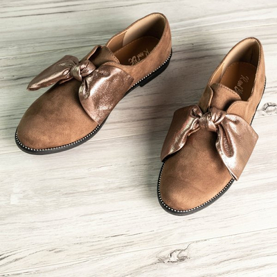 Brown flat-heeled shoes with a bow Blasea - Shoes