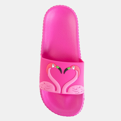 Pink children's slippers with flamingos Finnie - Footwear