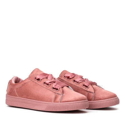 Pink sneakers tied with a Trinia ribbon - Footwear